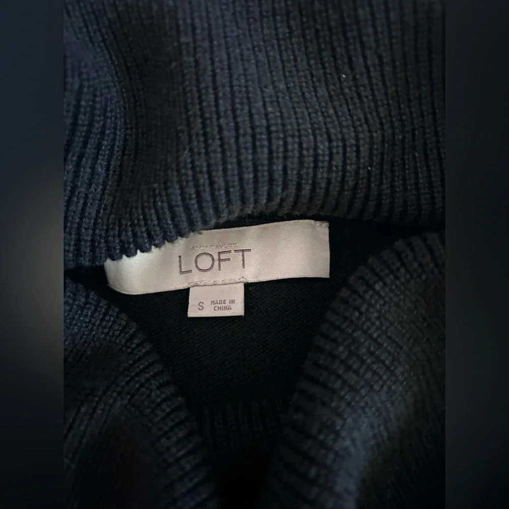 Ann Taylor LOFT Black Cowl Neck Sweater Tunic Length Size Small
